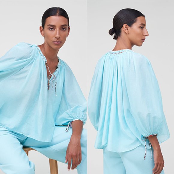 Rhode Tops - Rhode Jamie Top Blouse in Aquamarine NWOT Medium